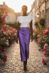 Designer Digital Lavender Long Summer Skirts