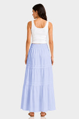 Premium Cotton Tiered Maxi Skirt – Resort Wear Maxi Skirt