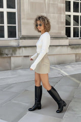 Designer Chalk Color Sexy Short Skirts