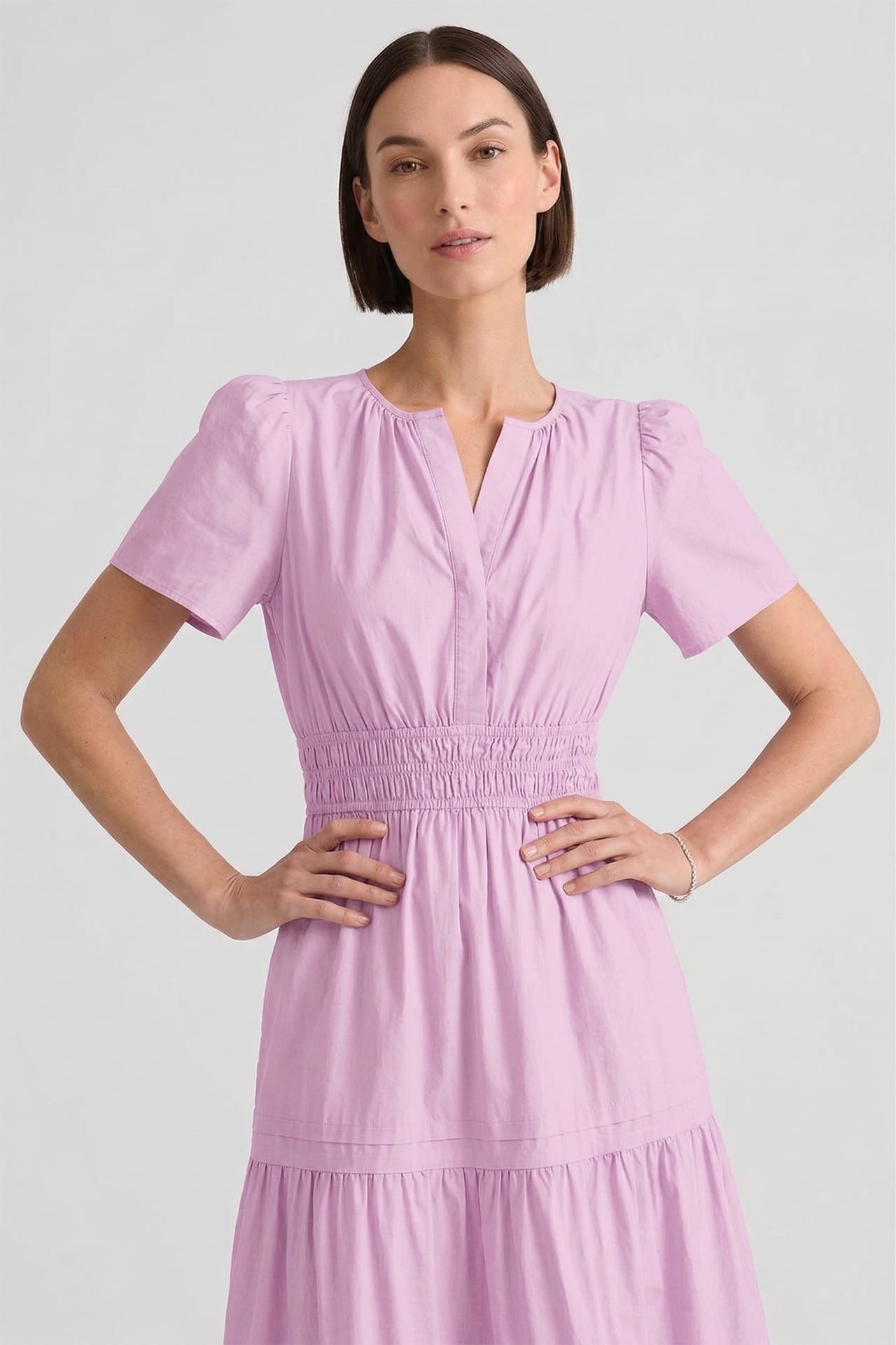 Candy Pink Smocked Waist Cotton Maxi Dress – Daytime Summer Dress