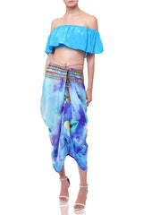 Blue Ruffle Crop Top