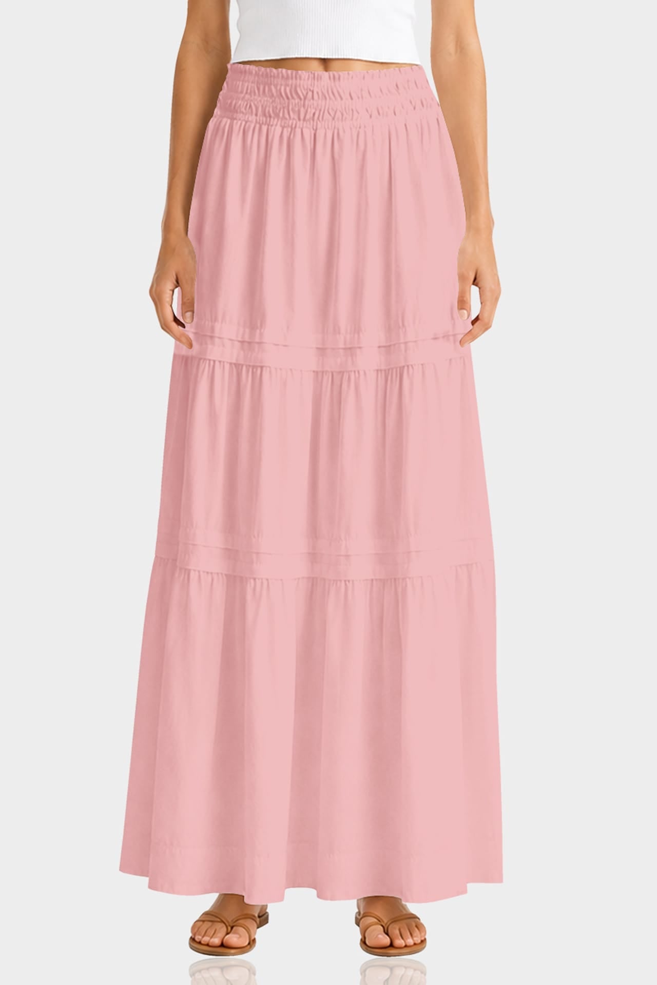 Breathable Cotton Maxi Skirt in Dusty Rose – Outdoor Brunch Outfit Skirt