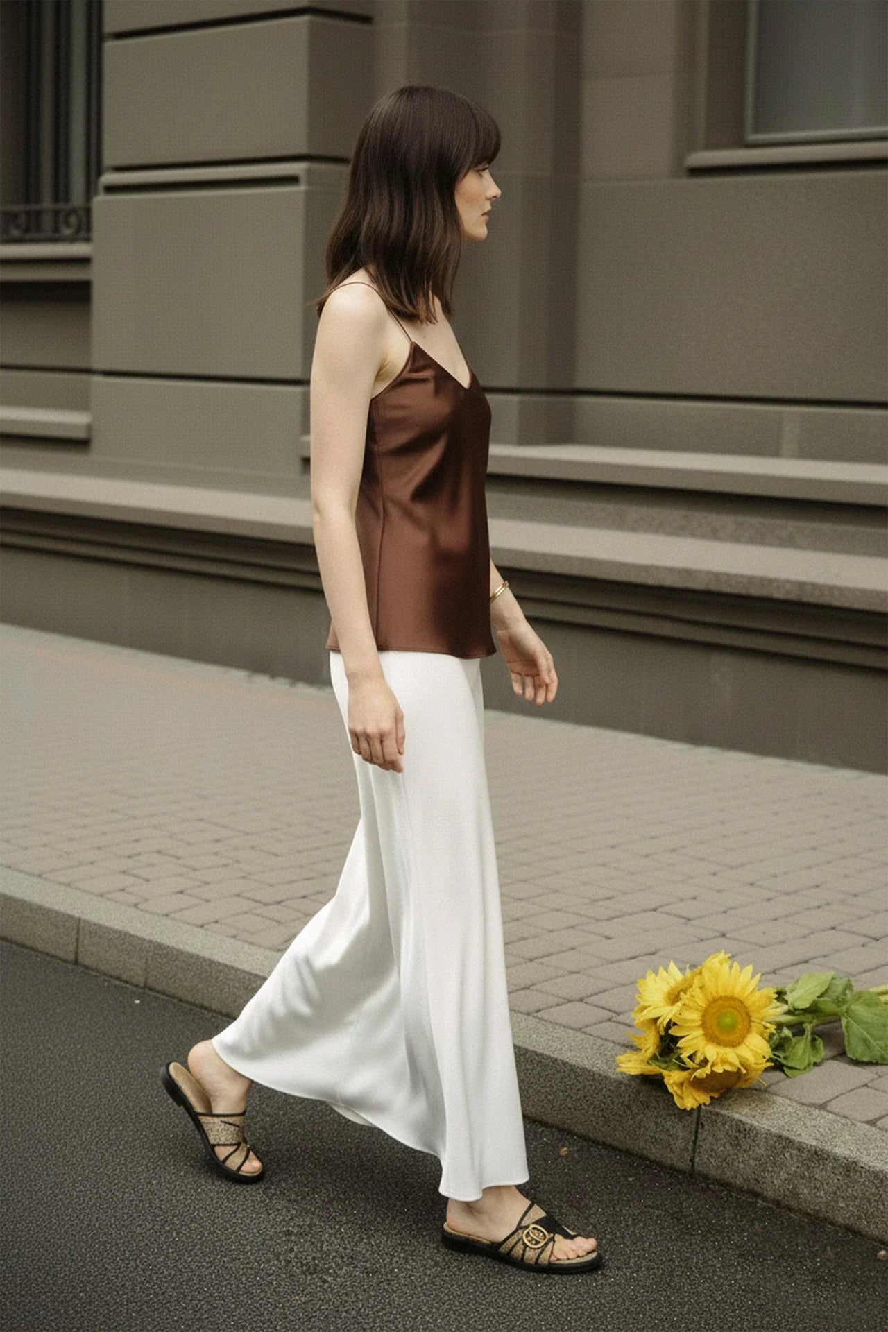 Designer Chalk Color Long Evening Skirts