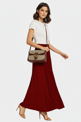 Designer Cranberry Juice Silk Maxi Skirt