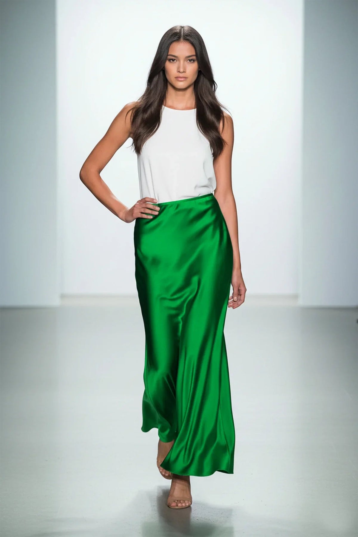 Designer Green Floor Length Maxi Skirt