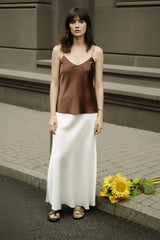 Designer Chalk Color Long Evening Skirts