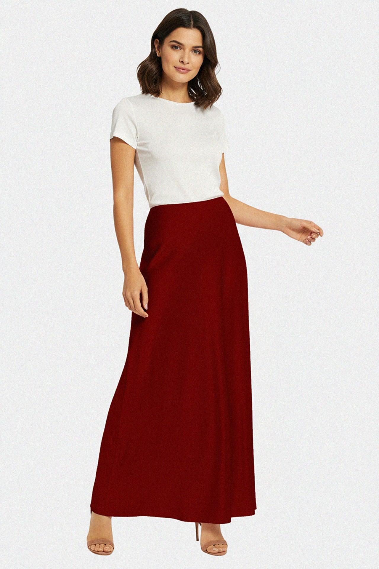 Designer Cranberry Juice Silk Maxi Skirt
