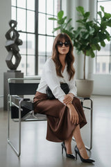 Designer Brown Full Length Skirt