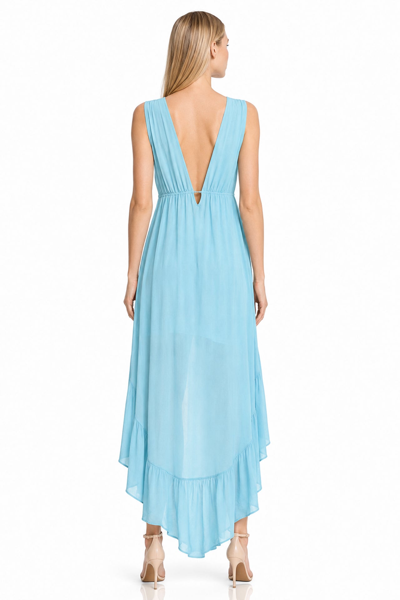 Aqua Blue Long Silk Dress