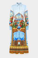 Blue Midi Shirt Dress for Women