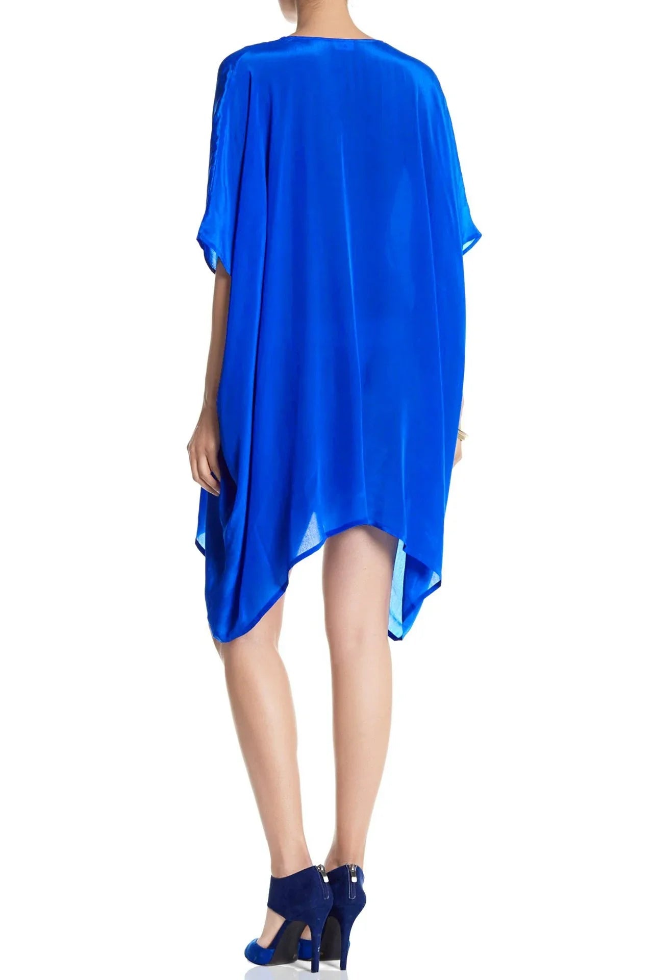 Cobalt Blue Silk Multiway Mini Kaftan Dress – Convertible Luxury for Modern Styling