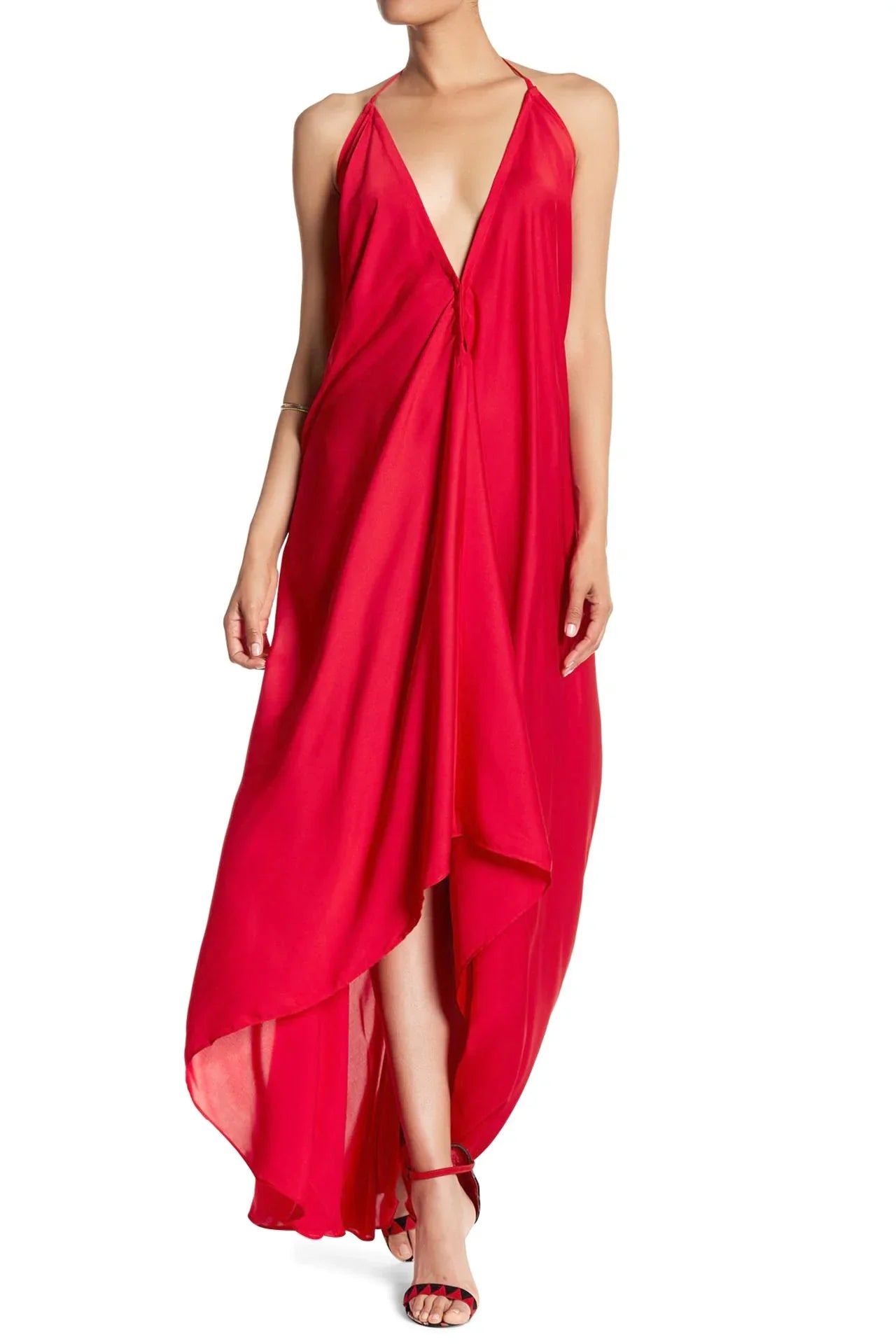Crimson Red Maxi Scarf Dress