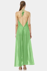 Designer Green Maxi Handkerchief Dress