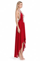 Dark Cherry Velvet Maxi Scarf Dress