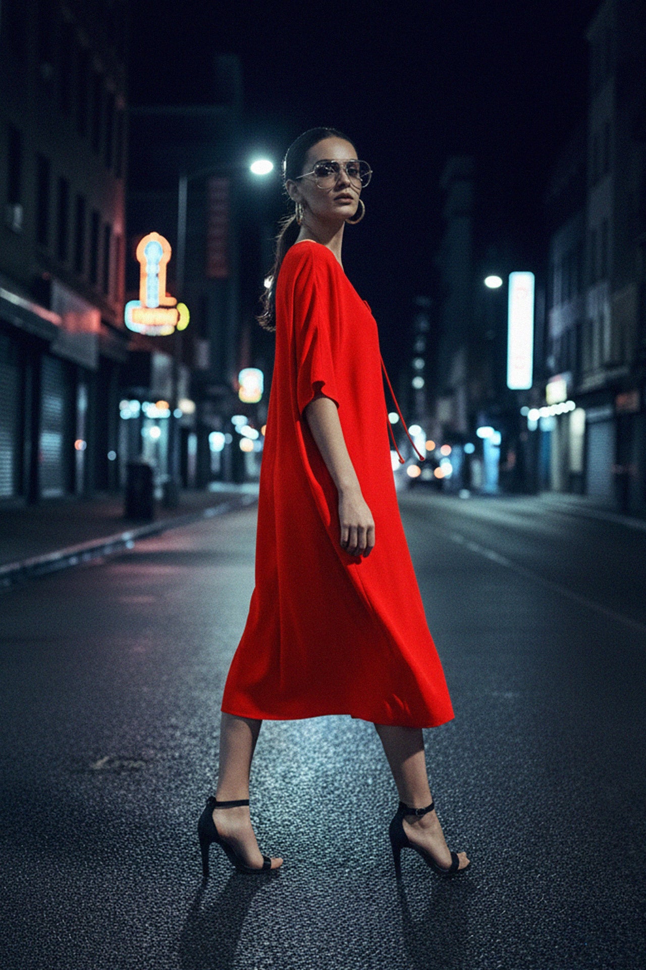 Cherry Red Silk Multiway Short Kaftan Dress