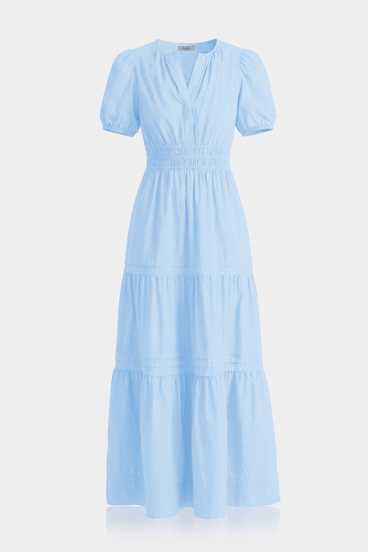Sky Blue Smocked Waist Cotton Dress – Cotton Resort Wear