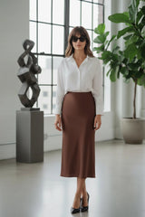 Designer Brown Full Length Skirt