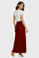 Designer Cranberry Juice Silk Maxi Skirt