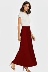 Designer Cranberry Juice Silk Maxi Skirt