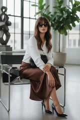 Designer Brown Full Length Skirt
