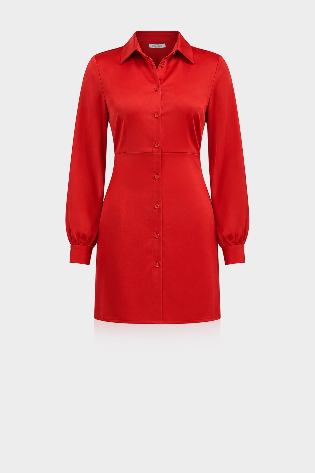 Collared Red Mini Shirt Dress
