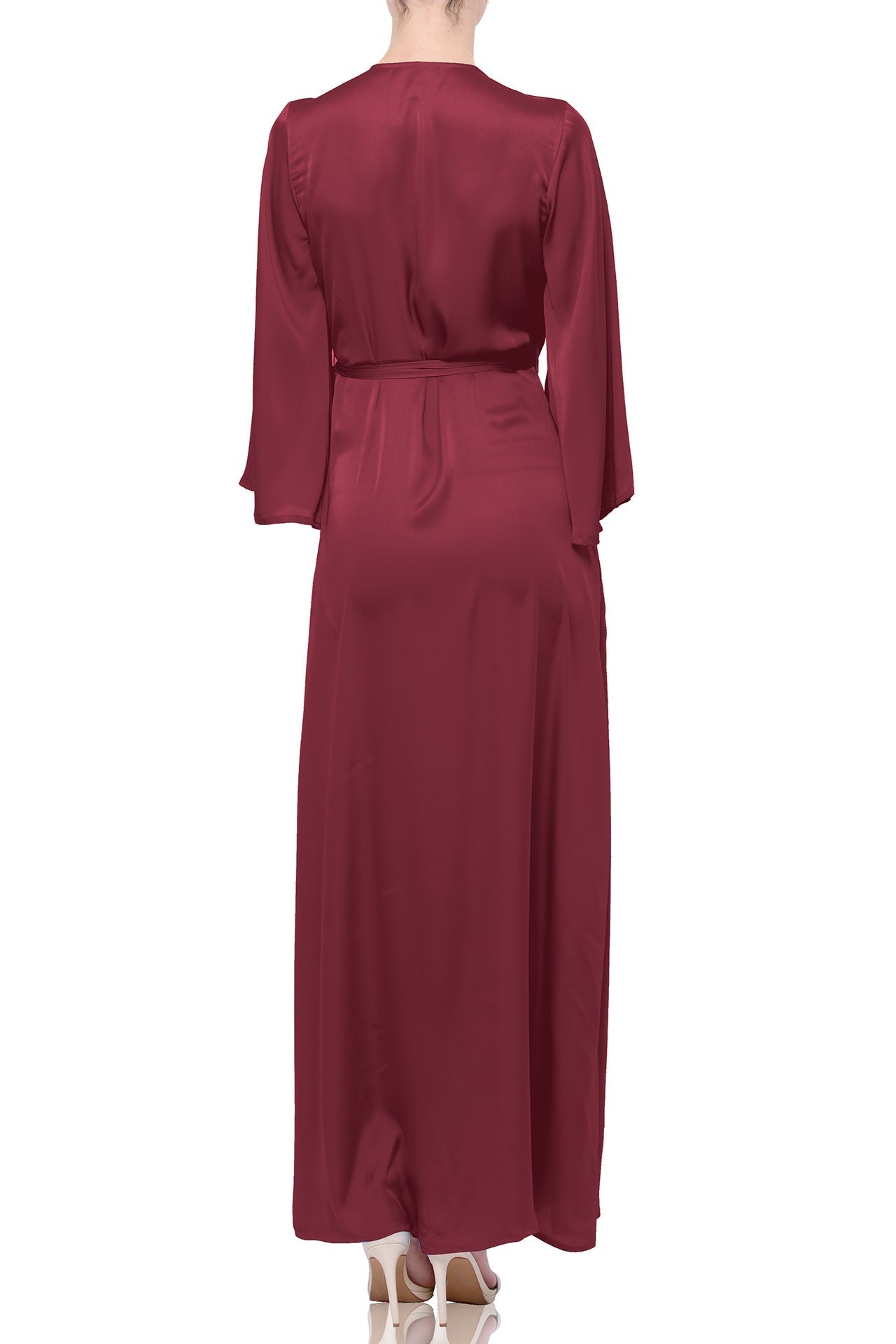 Chocolate Brown Satin Wrap Maxi Dress – Elegant Evening & Occasion Dress