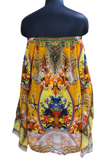Cold Shoulder long Ruffle Sleeves Dress in Single Orange