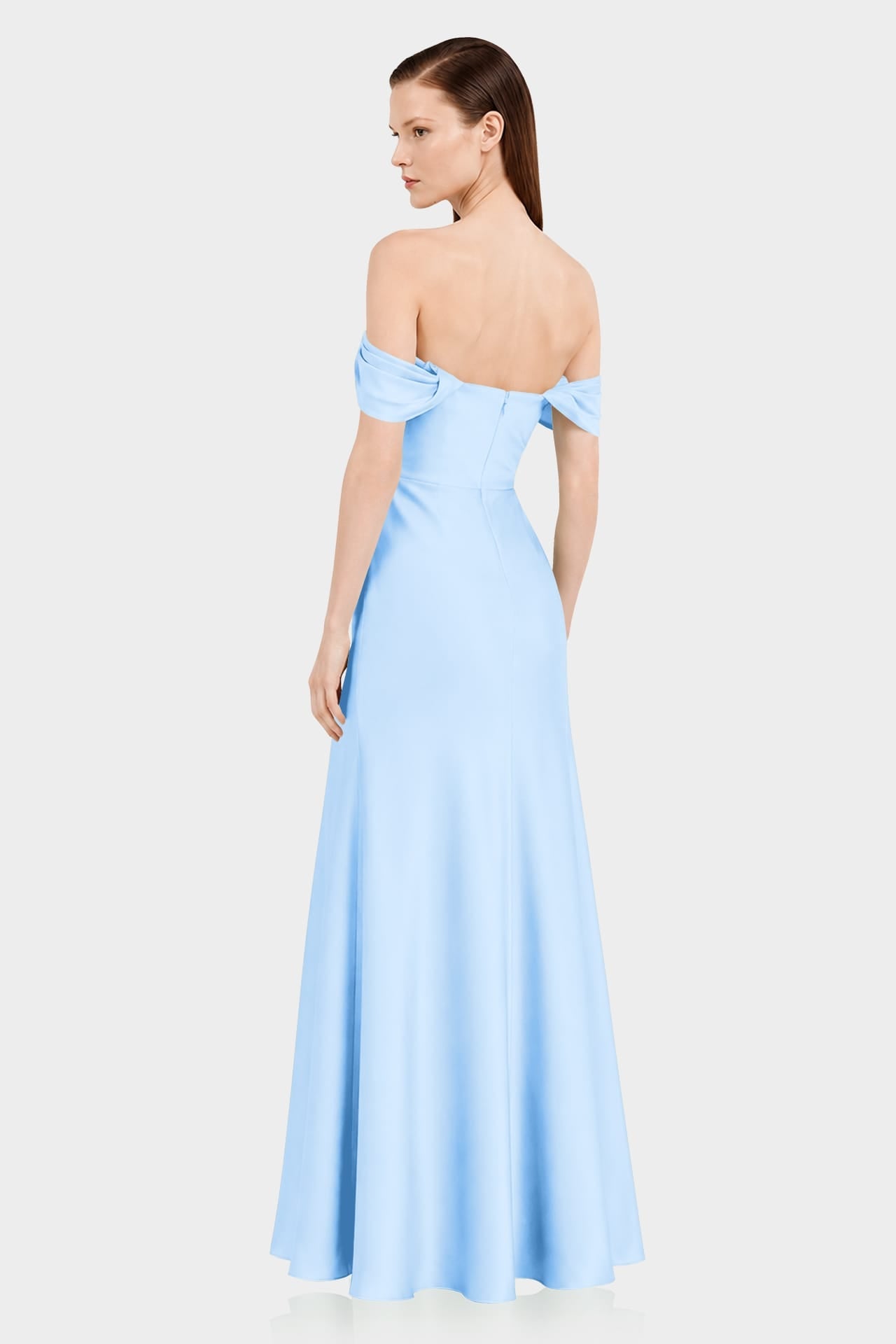 Luxury Sky Blue Matte Satin Convertible Bridesmaid Maxi Dress for Women