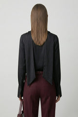 Black  Scarf Tie Satin Blouse