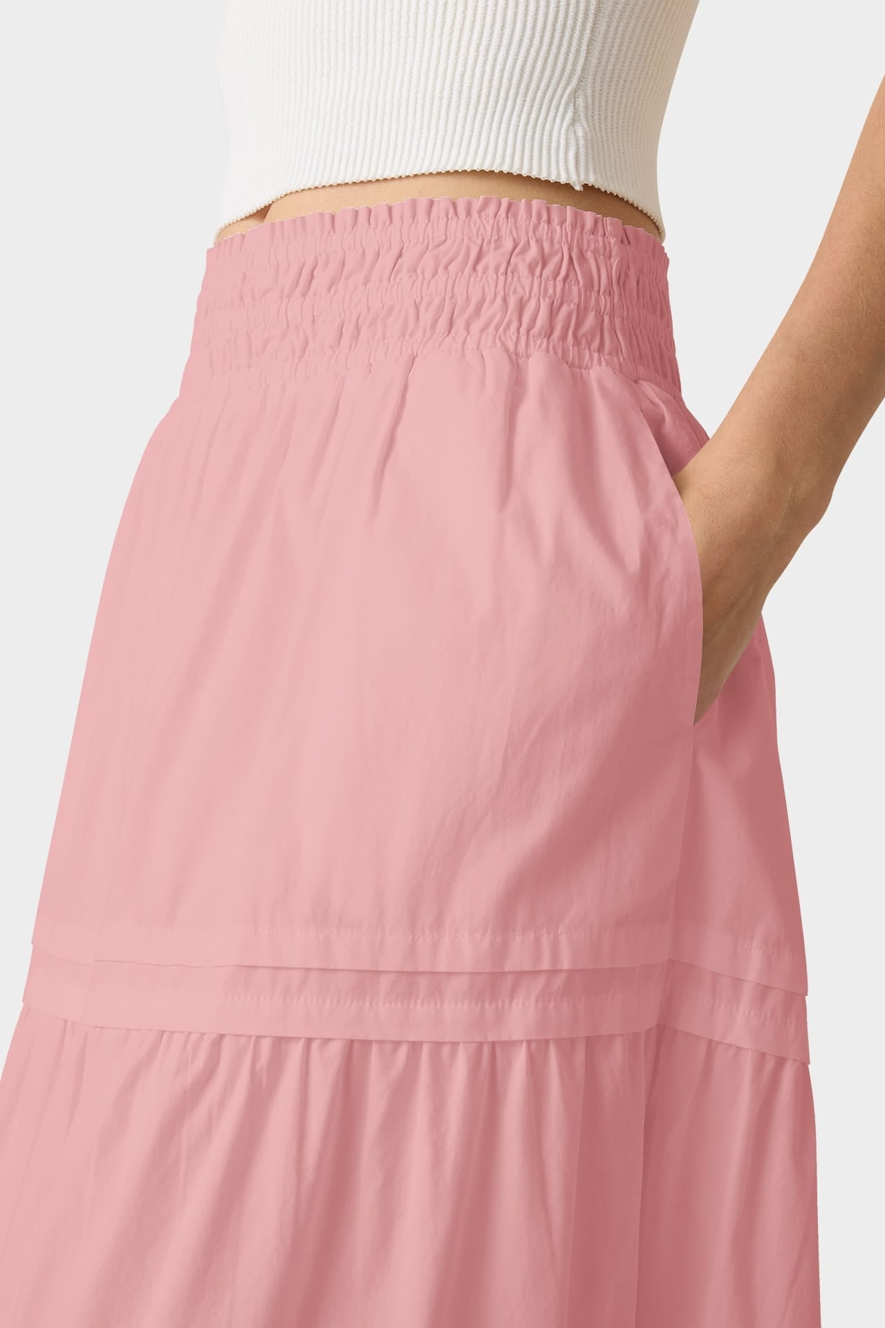 Breathable Cotton Maxi Skirt in Dusty Rose – Outdoor Brunch Outfit Skirt
