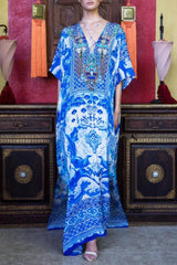 Blue Womens Vacation Wear Kaftans