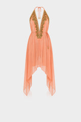 Coral Pink Midi Scarf Dress