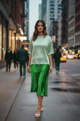 Designer Green Medium Length Skirts