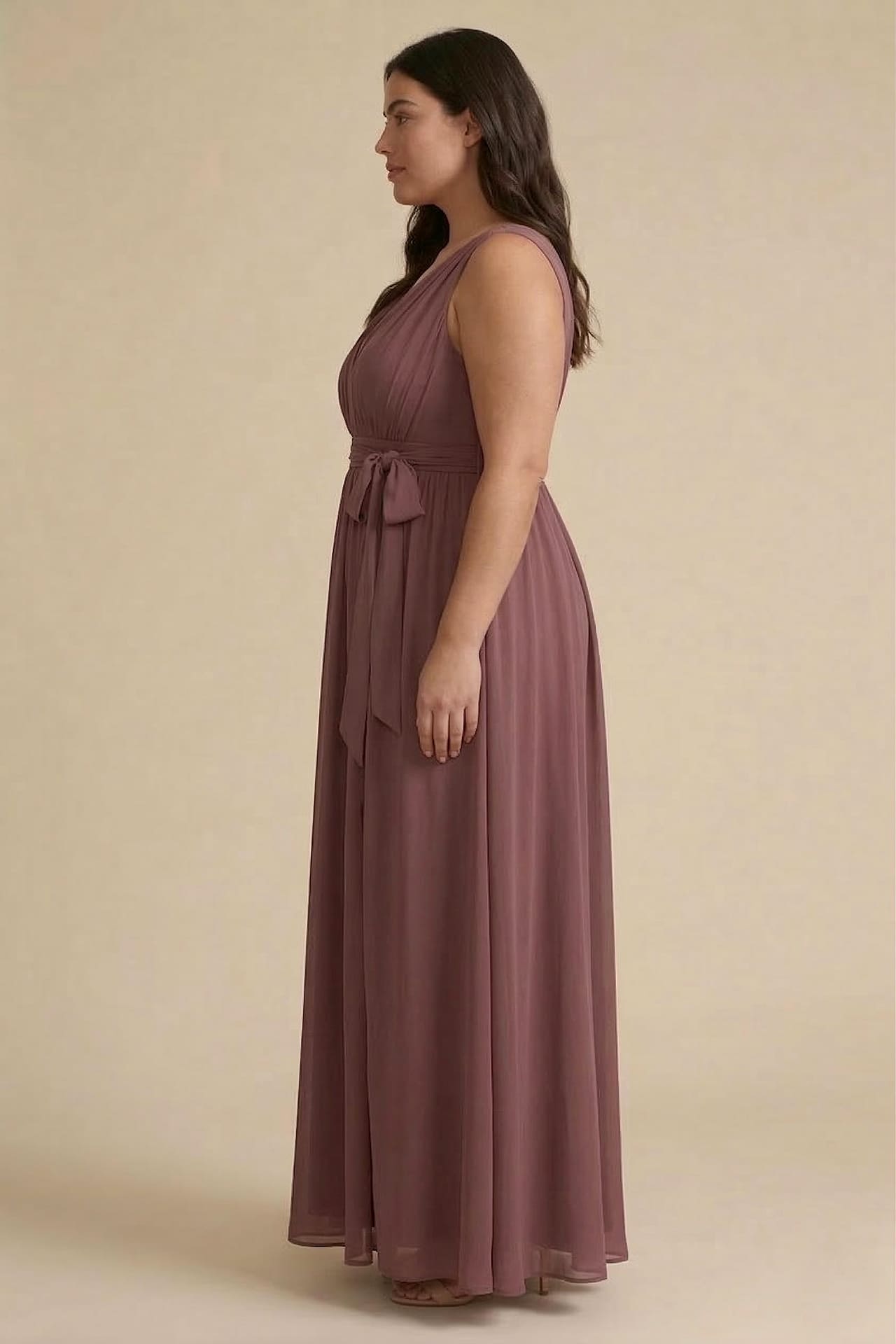 Cabernet Heaven V-Neck Bridesmaid Dress – Deep Elegant Maxi Gown