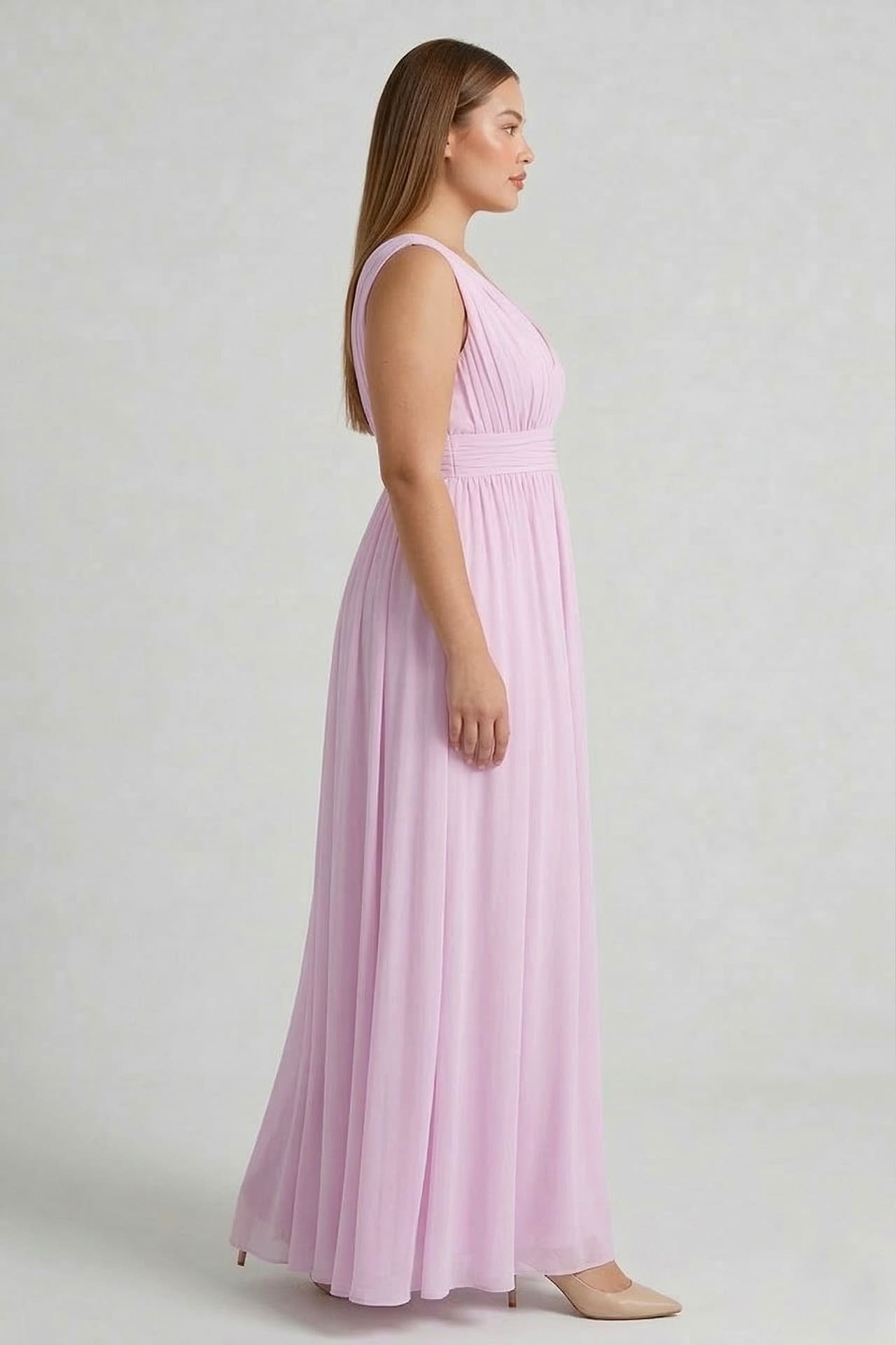 Candy Pink V-Neck Bridesmaid Dress – Bright Elegant Maxi Gown