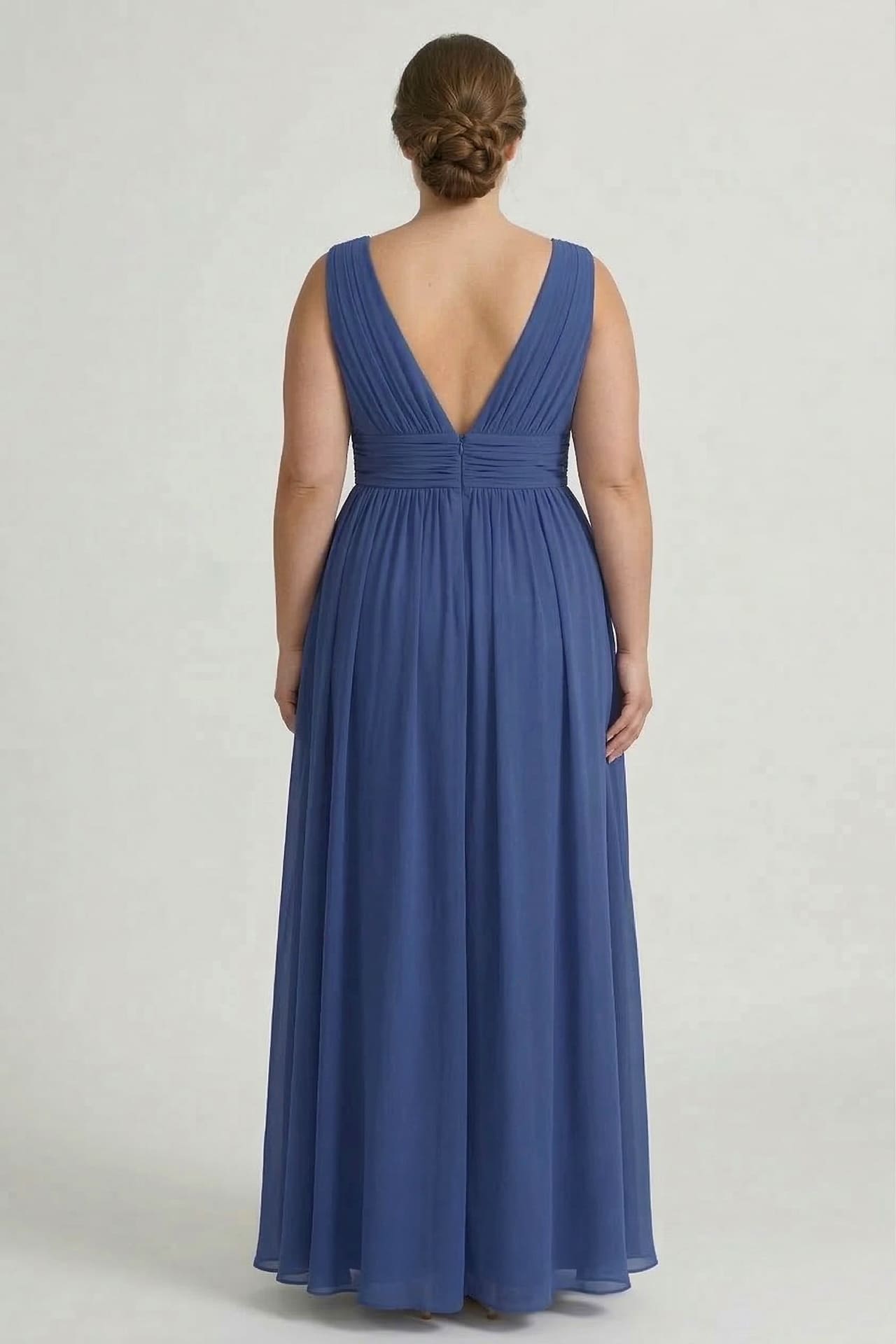 Dark Navy V-Neck Bridesmaid Dress – Elegant Formal Maxi Gown