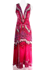 Butterfly Print Hot Pink Dress Maxi