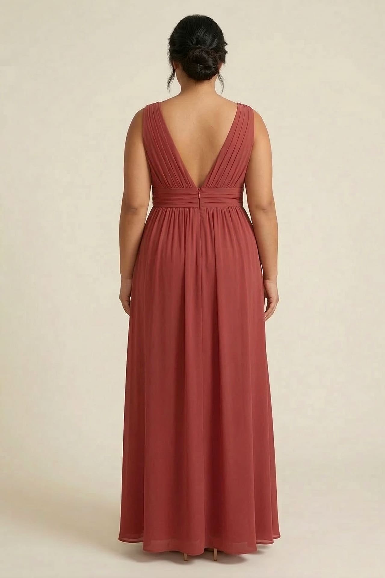 Burgundy Heaven V-Neck Bridesmaid Dress – Elegant Formal Maxi Gown