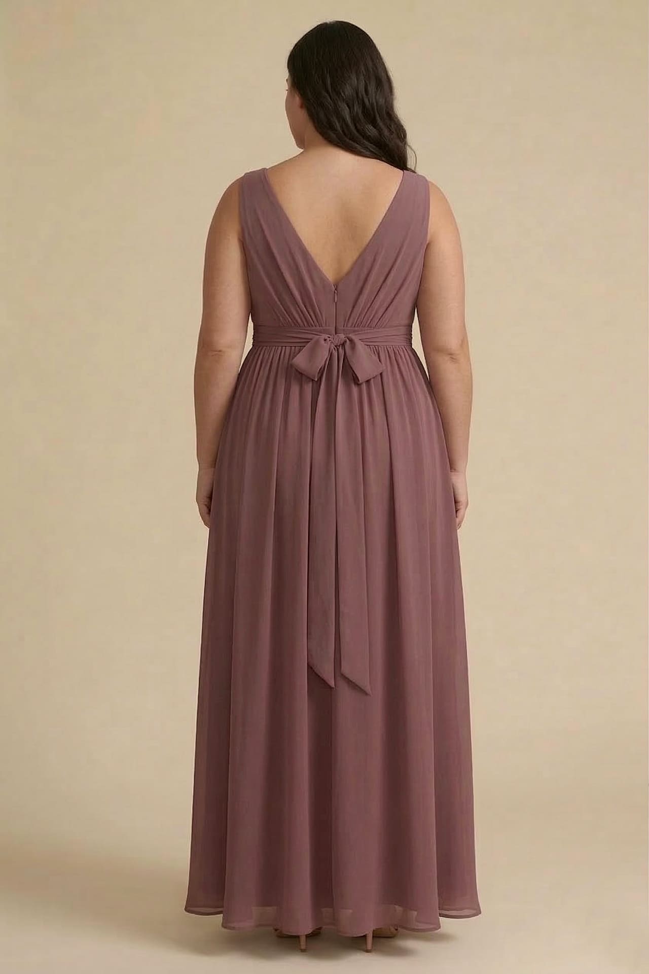 Cabernet Heaven V-Neck Bridesmaid Dress – Deep Elegant Maxi Gown