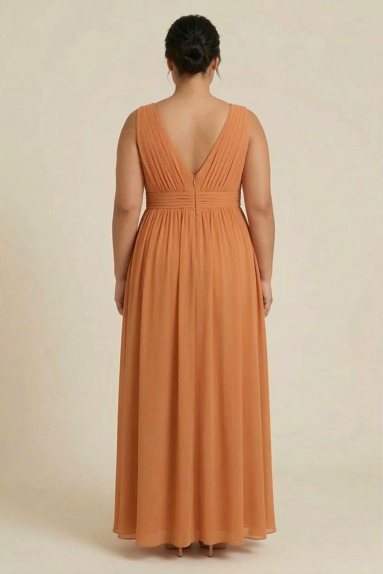 Cinnamon Heaven V-Neck Bridesmaid Dress – Warm Rustic Maxi Gown