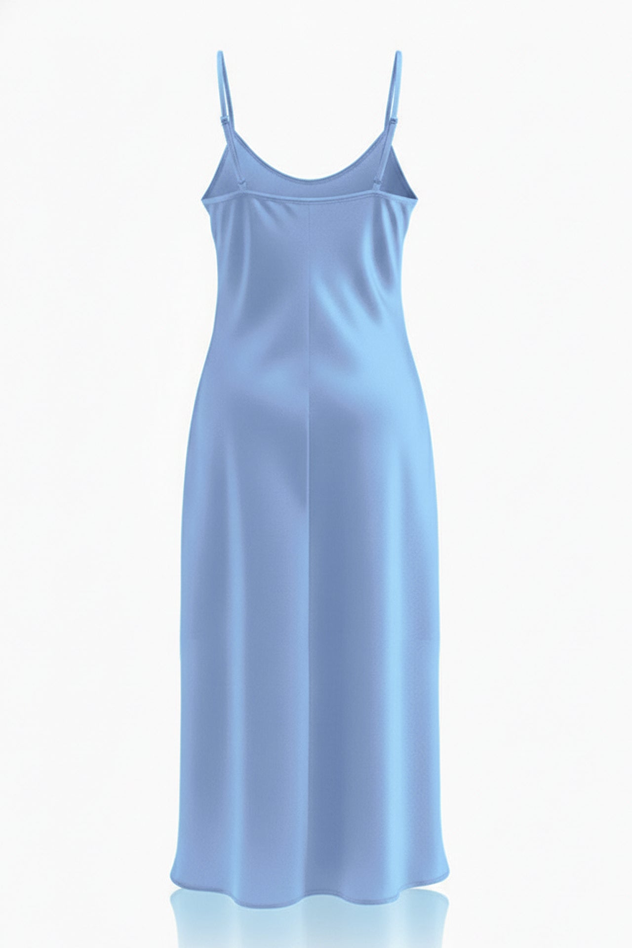 Powder Blue Satin Slip Dress – Bias Cut Resort & Cruise Wear Midi