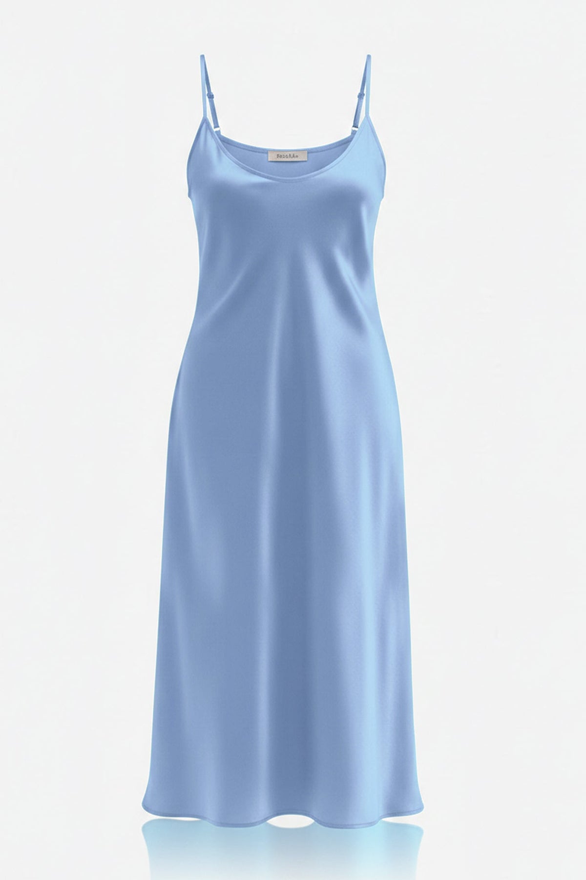 Powder Blue Satin Slip Dress – Bias Cut Resort & Cruise Wear Midi