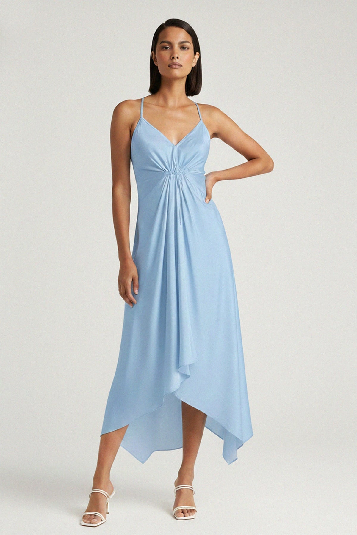 Powder Blue Midi Handkerchief Dress