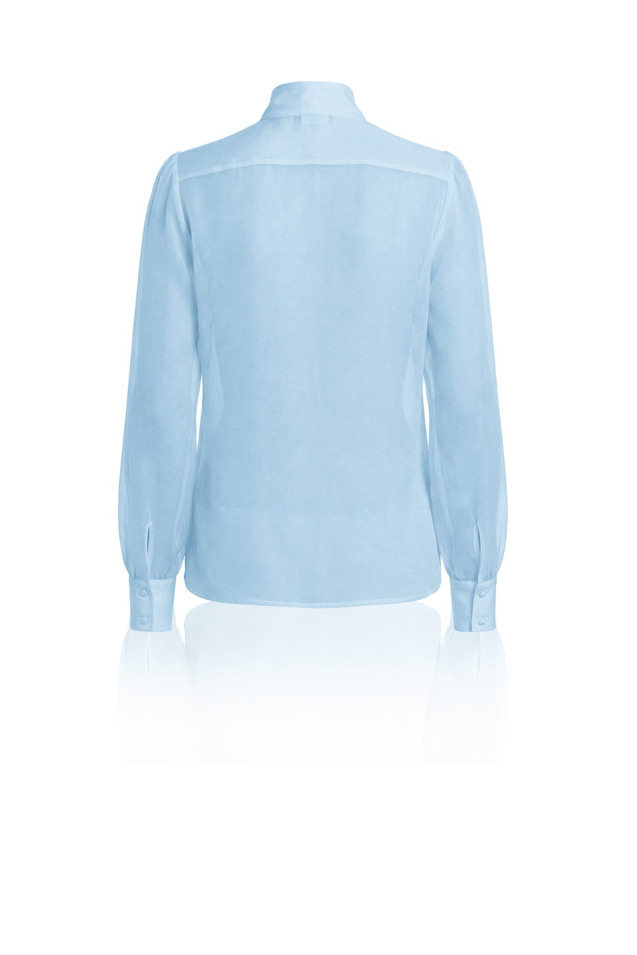 Powder Blue Sheer Organza Tie-Neck Shirt