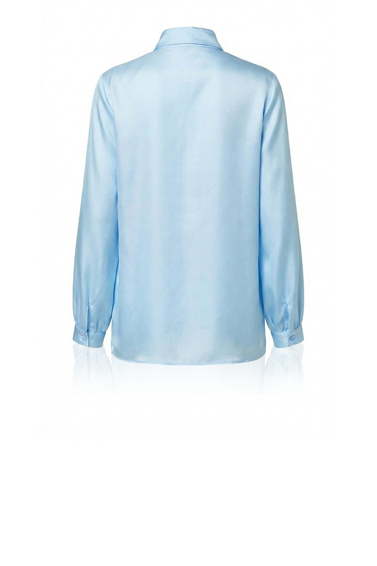 Powder Blue Scarf Tie Neck Silk Twill Blouse