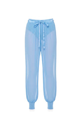 Powder Blue Sheer Balloon Leg Pants for Summer Wear