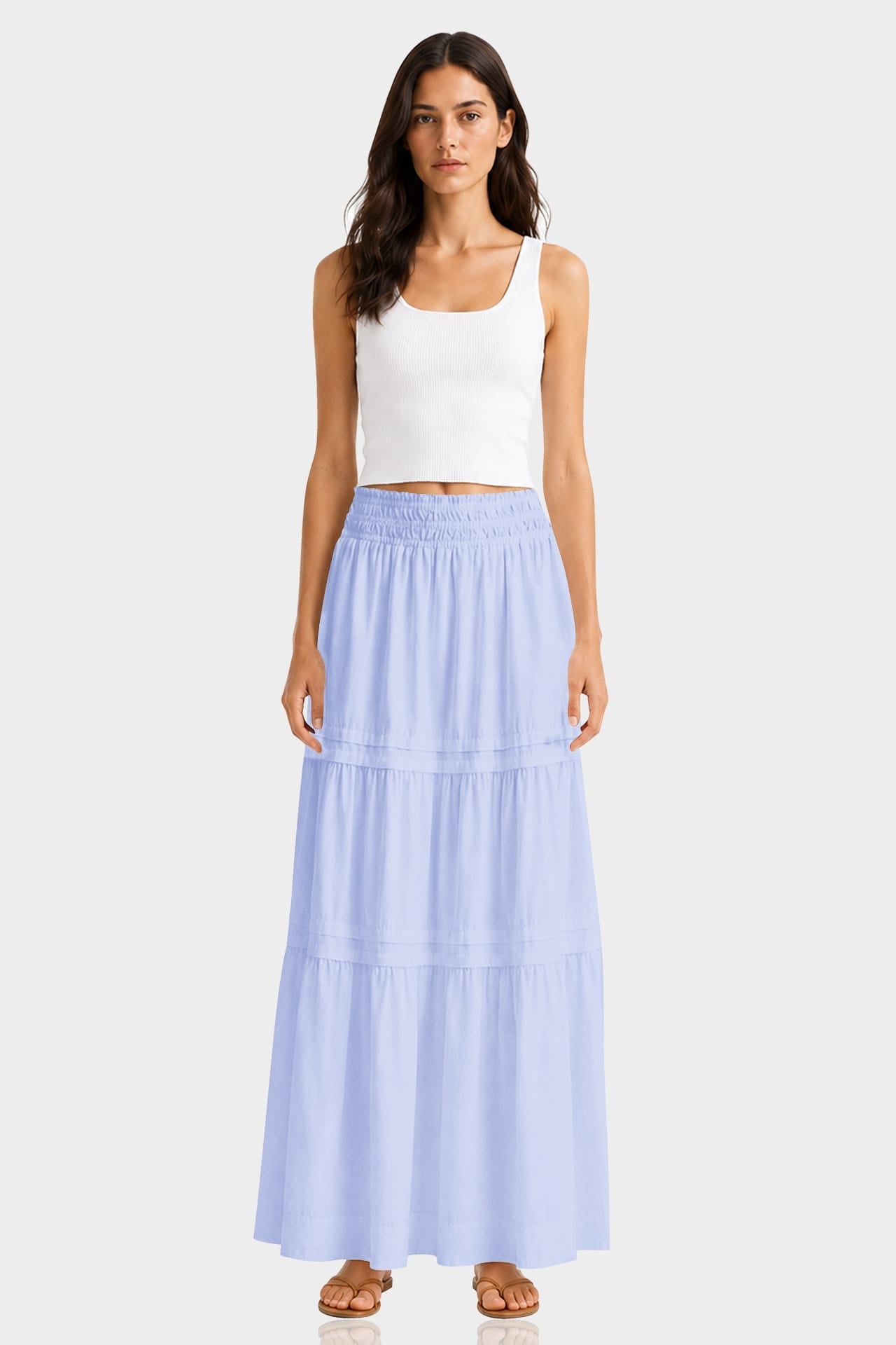 Premium Cotton Tiered Maxi Skirt – Resort Wear Maxi Skirt