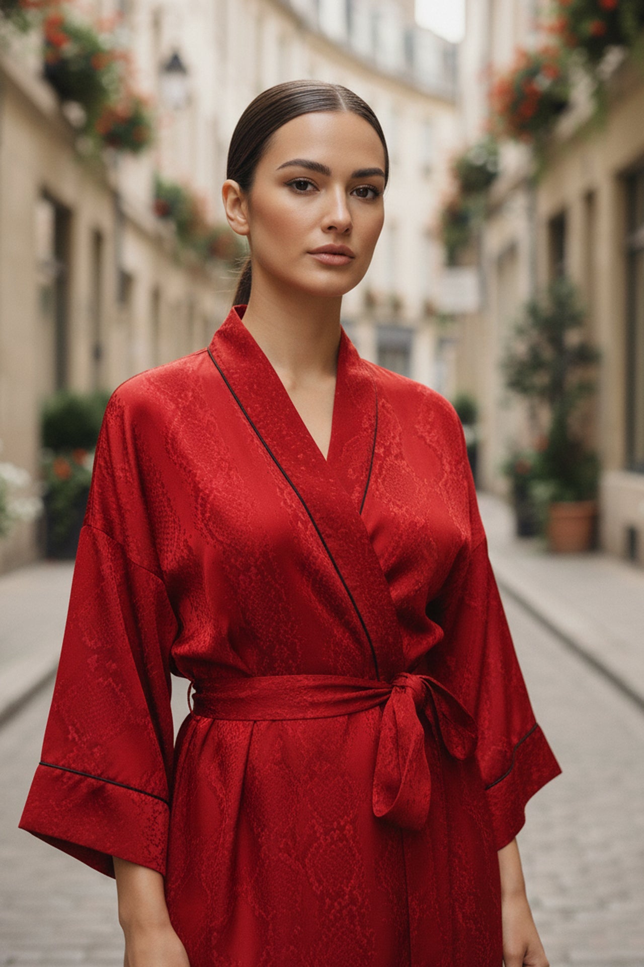 Cupro Vegan Silk Short Length Kimono Robe