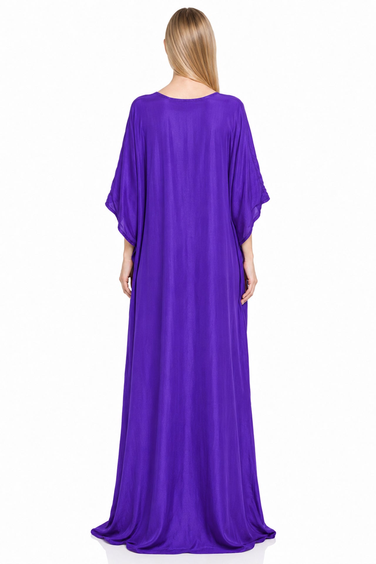 Dark Purple Lace-Up Kaftan Maxi Dress
