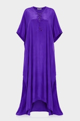 Dark Purple Lace-Up Kaftan Maxi Dress